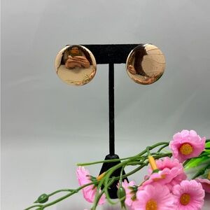 Vintage Rose Gold Plated Oversized Button Disc Stud Earrings